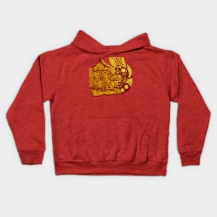 pakal spaceman on fire ecopop pattern Kids Hoodie